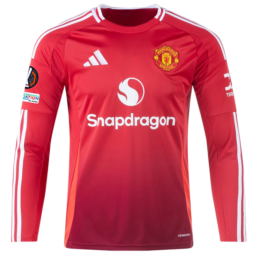 adidas Manchester United Lisandro Martinez Long Sleeve Home Jersey w/ Europa League Patches 24/25 (Red)