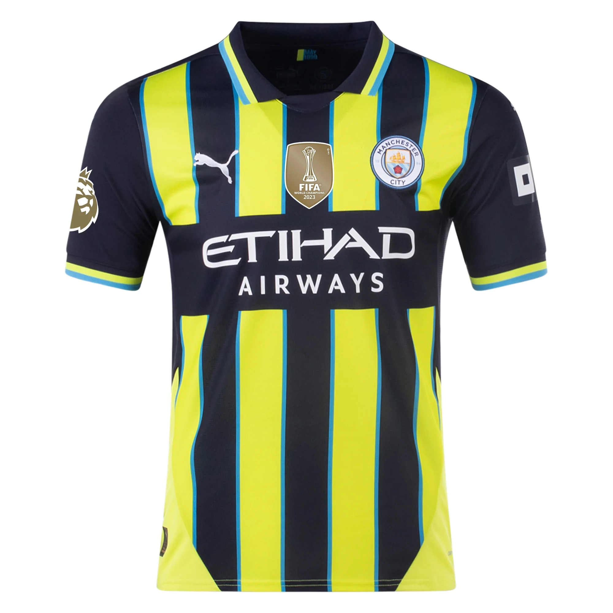 Puma Manchester City Ruben Dias Away Jersey w/ EPL + Club World Cup Patch 24/25 (New Navy/Yellow Glow)
