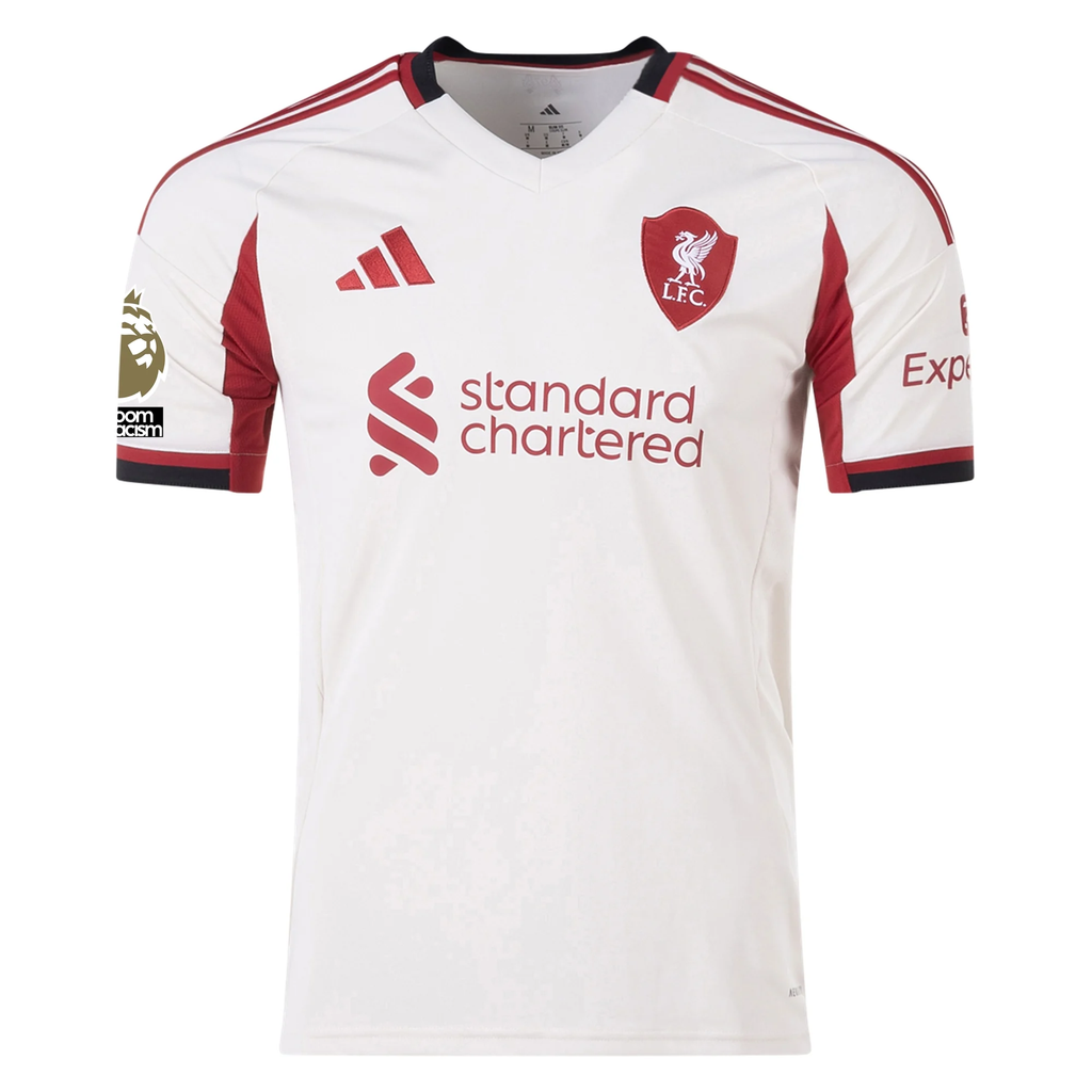 adidas Men's Liverpool Diogo Jota Away Jersey w/ EPL Champions Patch 25/26 (Wonder White)