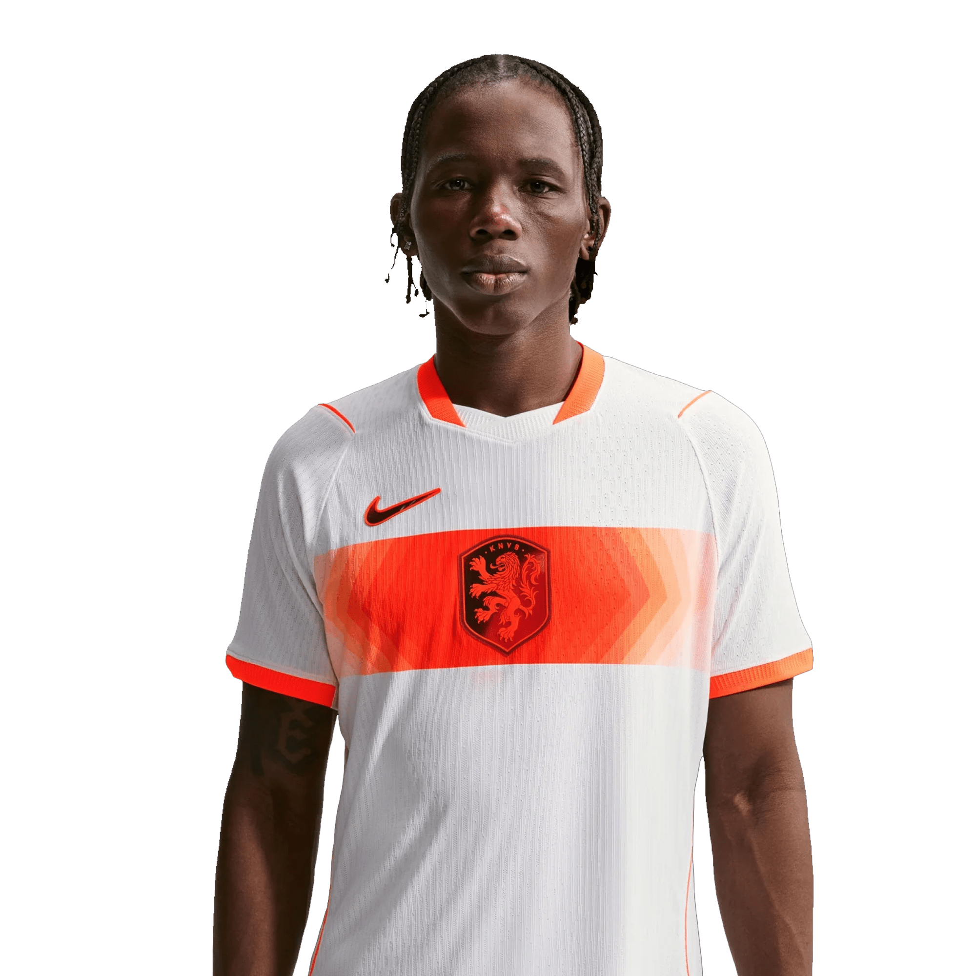 Nike Mens Netherlands Frenkie De Jong Match Authentic Away Jersey 2026 (White/Hyper Crimson)