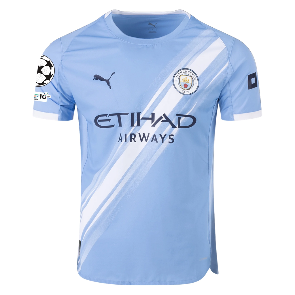 Puma Manchester City Authentic Matheus N. Home Jersey w/ Champions League Patches 25/26 (Team Light Blue/White)