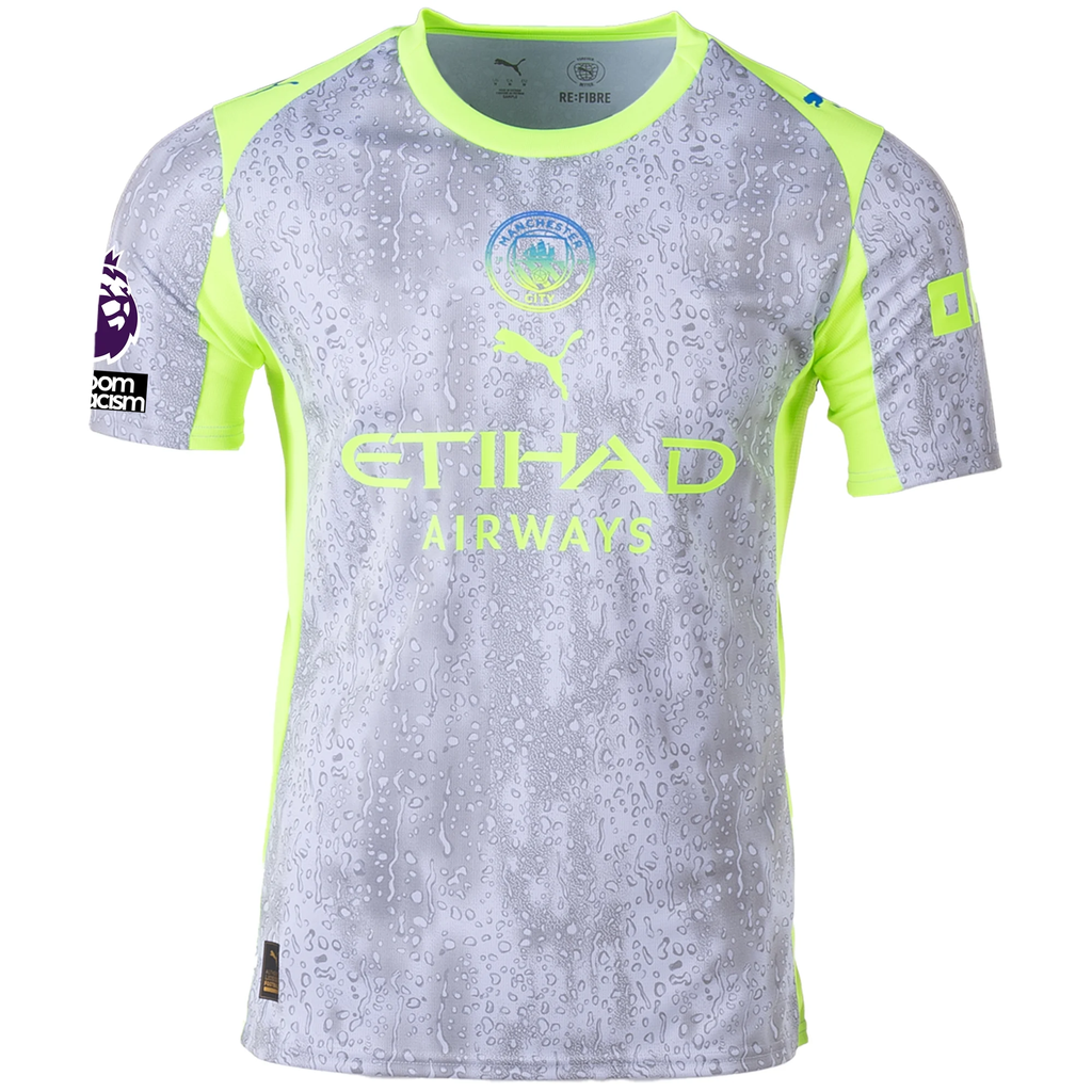 Puma Men's Manchester City Gundogan Third Jersey w/ EPL + No Room For Racism Patches 25/26 (Cool Weather/Pro Green)