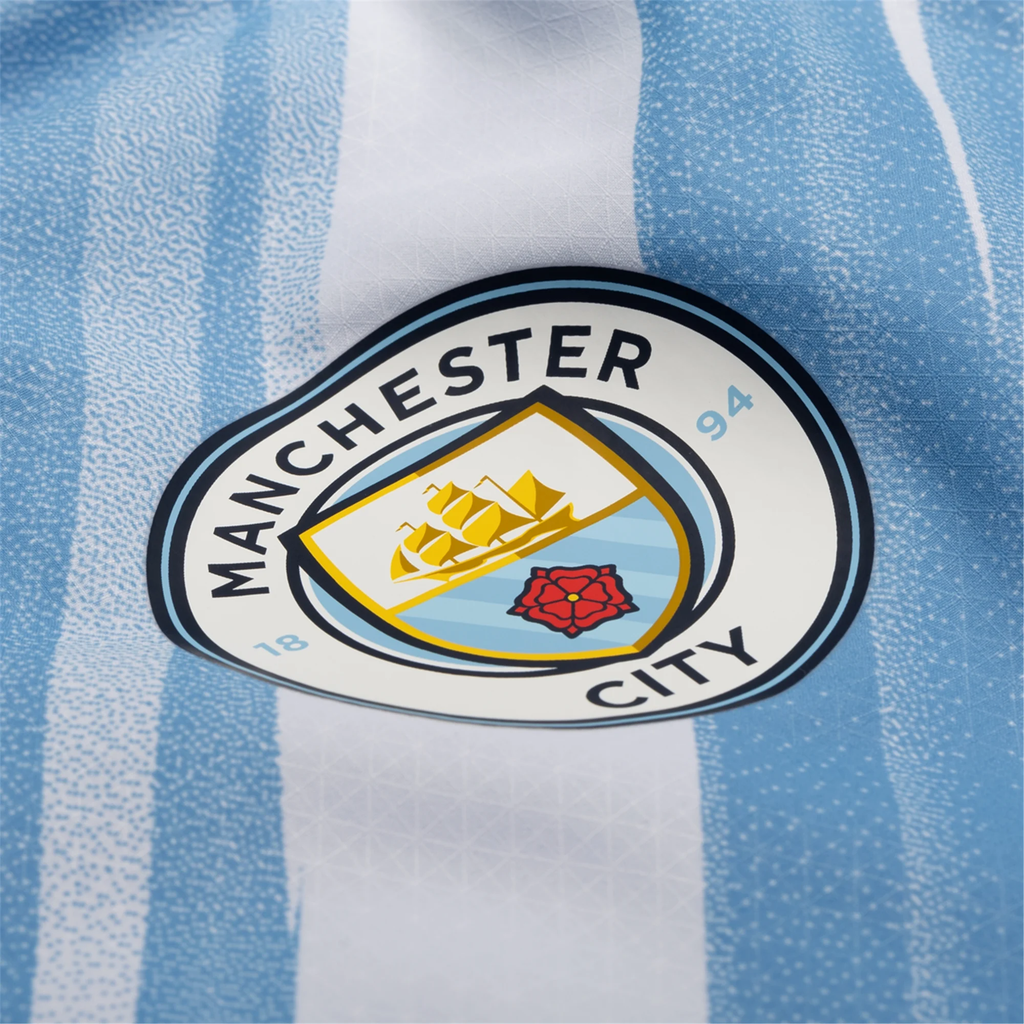 Puma Manchester City Authentic Marmoush Home Jersey w/ Champions League Patches 25/26 (Team Light Blue/White)